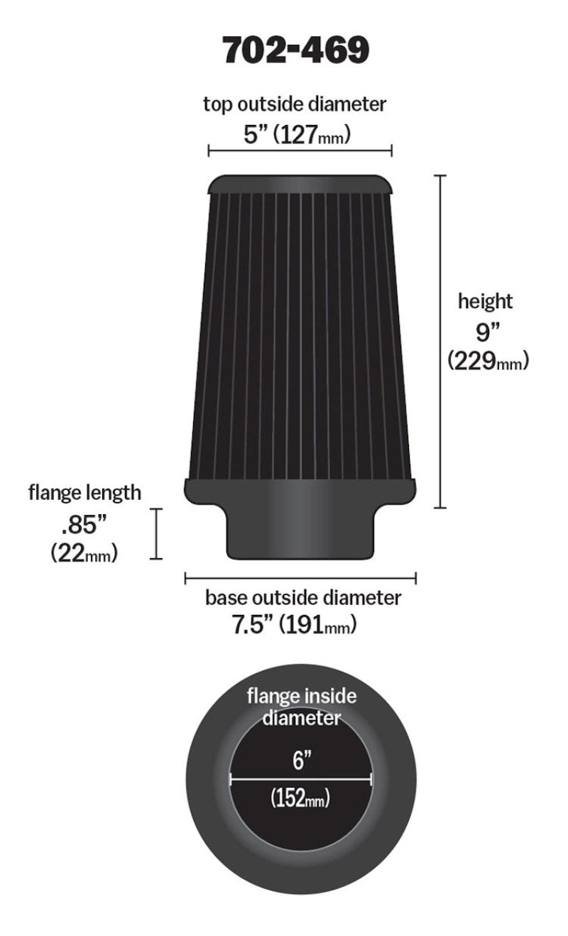 Airaid Universal Air Filter - Cone 6 x 7 1/4 x 5 x 9 - Blue SynthaMax