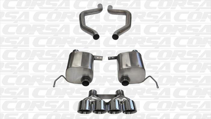 CORSA EXHAUST, 2015-2018 CORVETTE C7 Z06 6.2L V8 2.75" AXLE-BACK DUAL EXHAUST WITH QUAD ROUND POLISHED TIP-SPORT