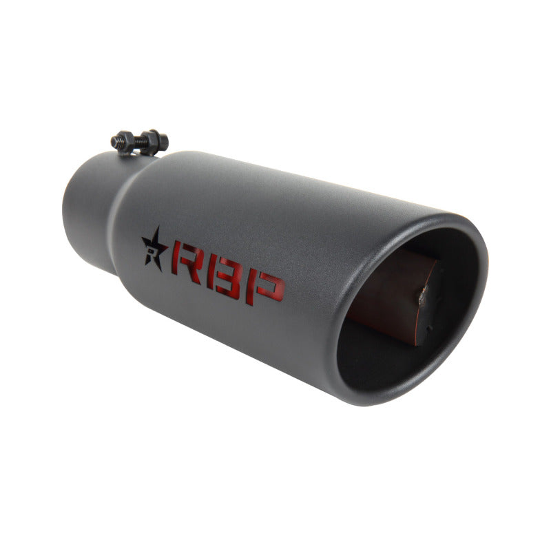 RBP RX-1 High Heat Textured Dual Badged Exhaust Tip Inlet 3.5in / Outlet 4.5in / Length 12in - Black