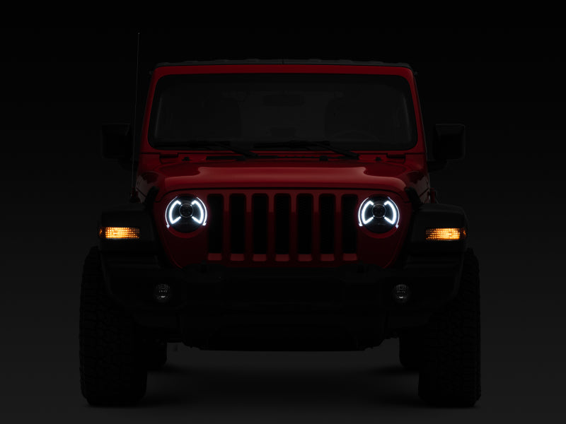 Raxiom 18-22 Jeep Wrangler JL/JT LED Projector Headlights- Black Housing (Clear Lens)