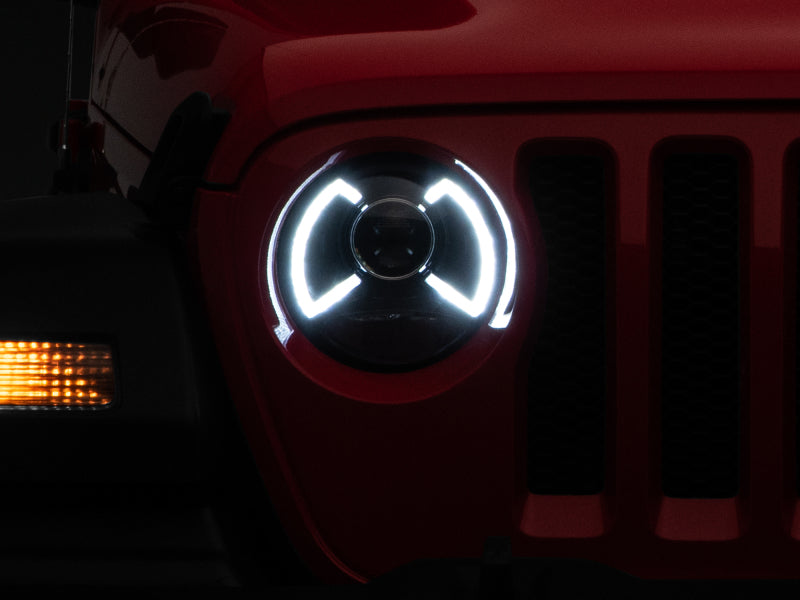 Raxiom 18-22 Jeep Wrangler JL/JT LED Projector Headlights- Black Housing (Clear Lens)