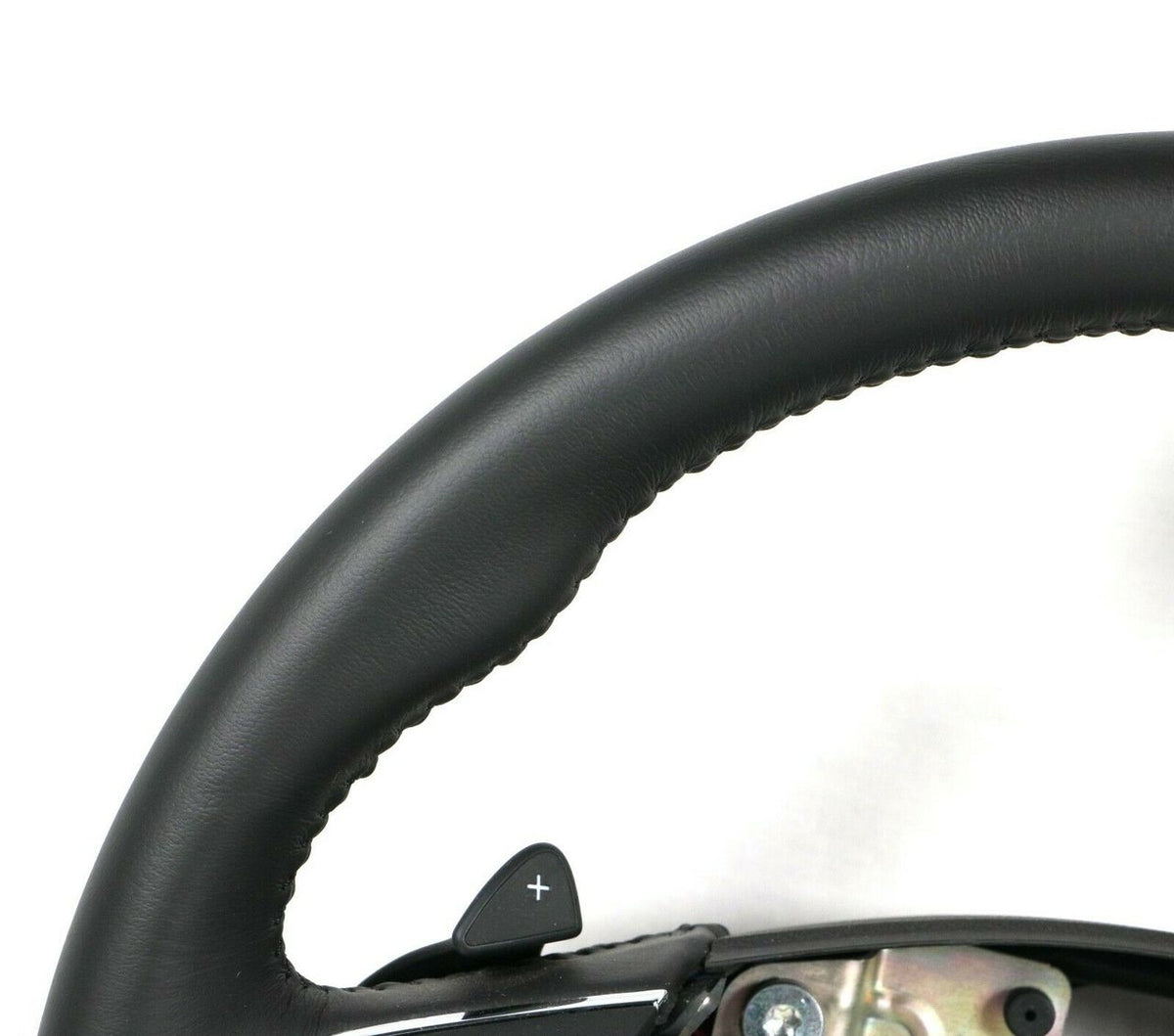 2012-2013 CORVETTE C6 AUTO BLACK LEATHER STEERING WHEEL W/BLACK STITCHING, OEM GM