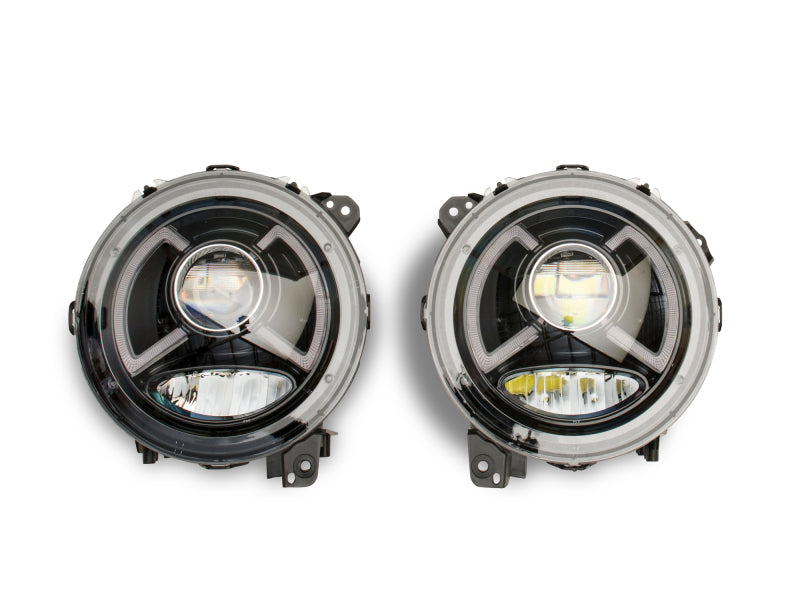 Raxiom 18-22 Jeep Wrangler JL/JT LED Projector Headlights- Black Housing (Clear Lens)