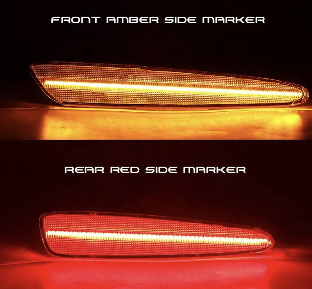 2005-2013 C6 CORVETTE STEALTH FULL-LENGTH LASER LED SIDE MARKERS (AMBER/RED LENSES)